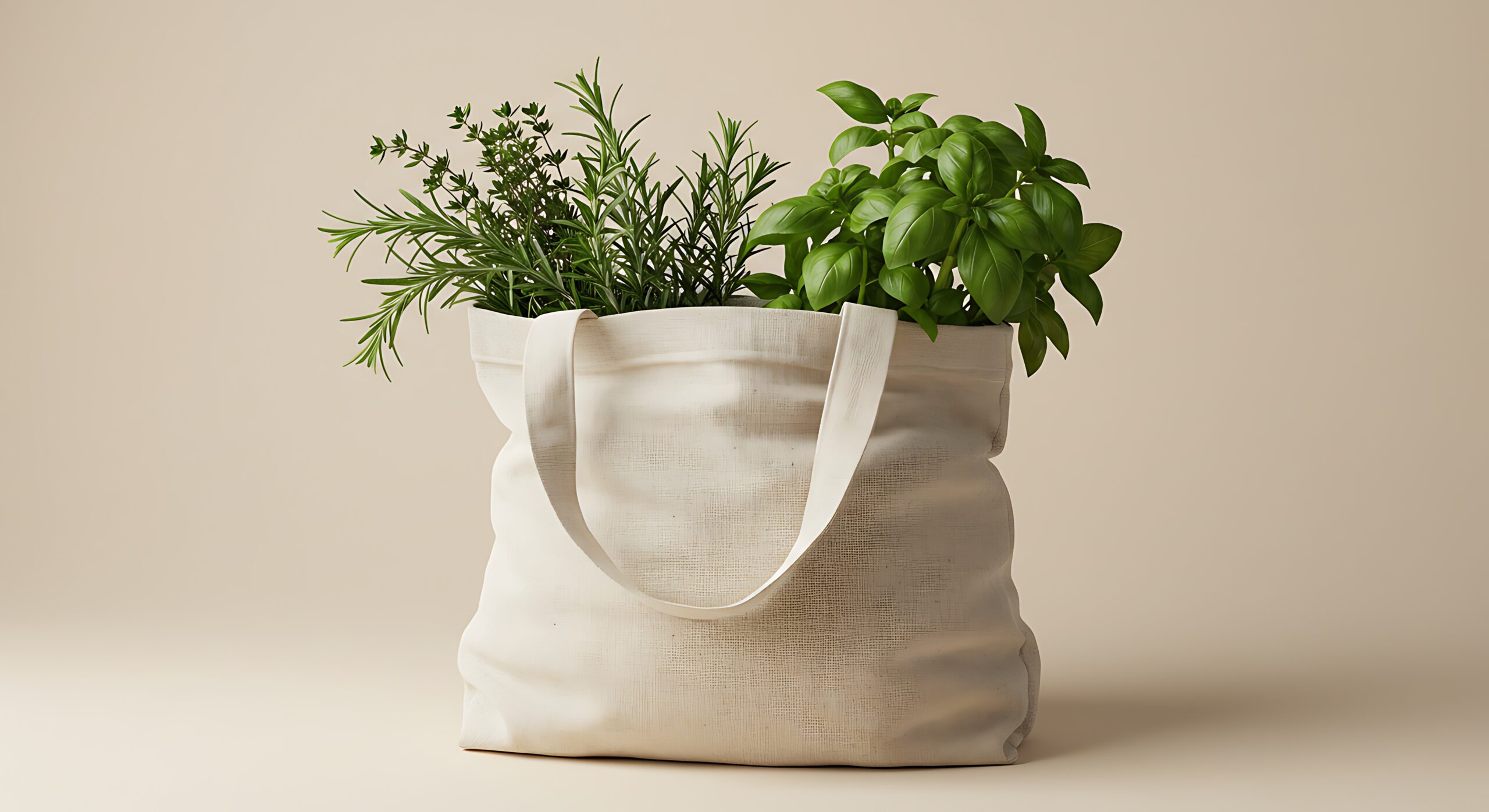 vecteezy a bag with herbs in it on a beige background 70240702
